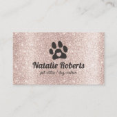 Dog Walker Pet Sitter Paw Heart Blush Roos Gold Visitekaartje (Voorkant)