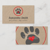 Dog Walker Pet Sitter Paw Heart Kraft Visitekaartje (Voorkant / Achterkant)