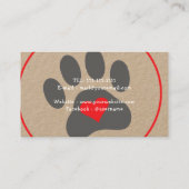 Dog Walker Pet Sitter Paw Heart Kraft Visitekaartje (Achterkant)