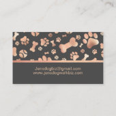 Dog Walker Pet Sitter Paw Print Roos Gold Visitekaartje (Achterkant)