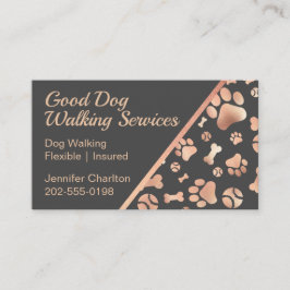 Dog Walker Pet Sitter Paw Print Roos Gold Visitekaartje