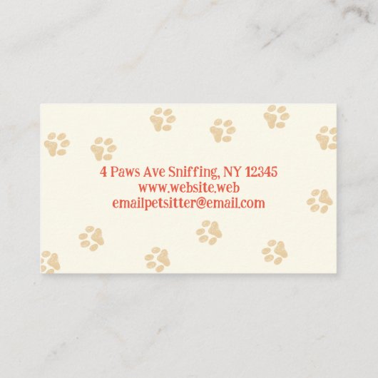 Dog Walker Pet Sitter Schattige Doodle Dog met Bal Visitekaartje (Achterkant)