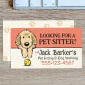 Dog Walker Pet Sitter Schattige Doodle Dog met Bal Visitekaartje