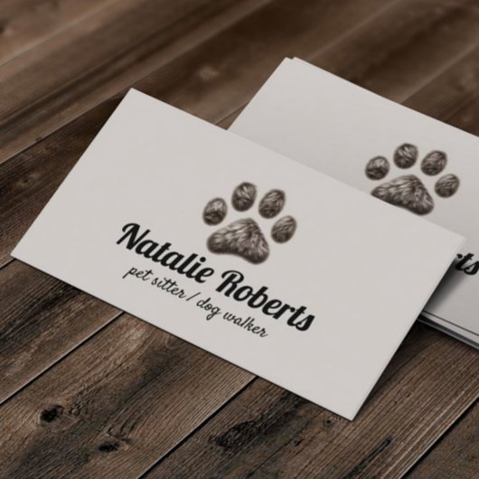 Dog Walker Pet Sitter Schattige Furry Paw Print Visitekaartje