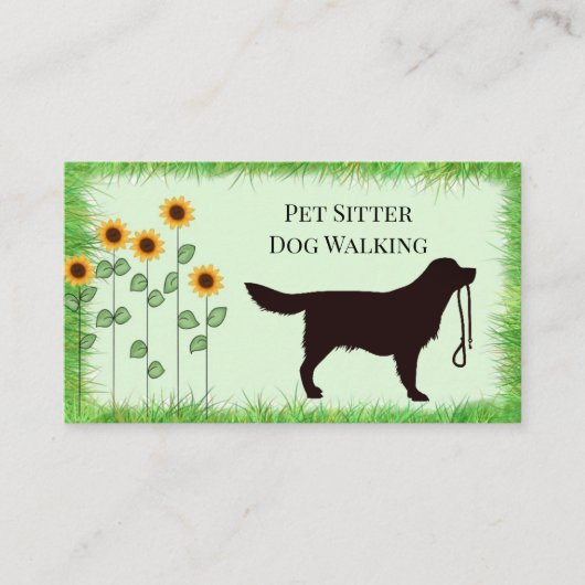 Dog Walker/Pet Sitter Sunflower Visitekaartje (Voorkant)