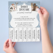 Dog Walker Pet Sitter Waterverf Dusty Blue Flyer (Hand)