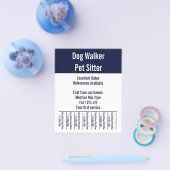 Dog Walker Pet Sitter Wit en Blauw Tekst Sjabloon Flyer (Enkel)