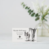 Dog Walker Pet Sitter Zwart-wit Visitekaartje (Staand voorkant)