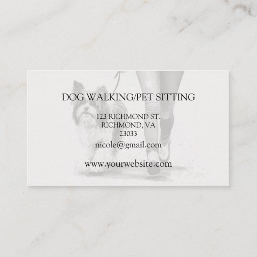 Dog Walker Pet Sitter Zwart-wit Visitekaartje (Achterkant)