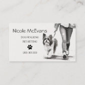 Dog Walker Pet Sitter Zwart-wit Visitekaartje (Voorkant)