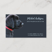 Dog Walker Pet Sitting Modern Black Labrador Visitekaartje (Voorkant)