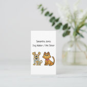 Dog Walker Pet Sitting Services Cute Dog Cat Visitekaartje (Staand voorkant)