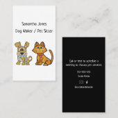 Dog Walker Pet Sitting Services Cute Dog Cat Visitekaartje (Voorkant / Achterkant)