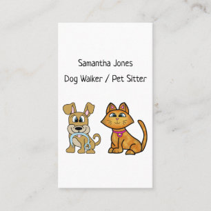 Dog Walker Pet Sitting Services Cute Dog Cat Visitekaartje