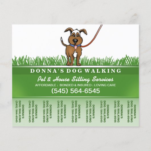 Dog Walker & Pet Sitting Tear Off Flyer 5.6 x 4.5 (Achterkant)