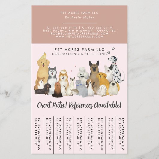 Dog Walker Pet Sitting Waterverf Business Flyer (Voorkant)