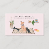 Dog Walker Pet Sitting Waterverf Visitekaartje (Voorkant)