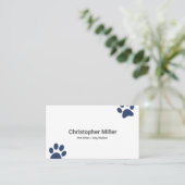 Dog Walker Pet Visitekaartje met marinepoot (Staand voorkant)