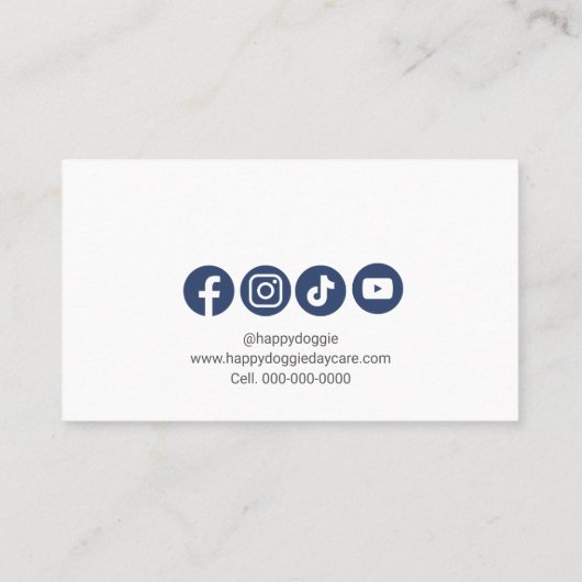 Dog Walker Pet Visitekaartje met marinepoot (Achterkant)