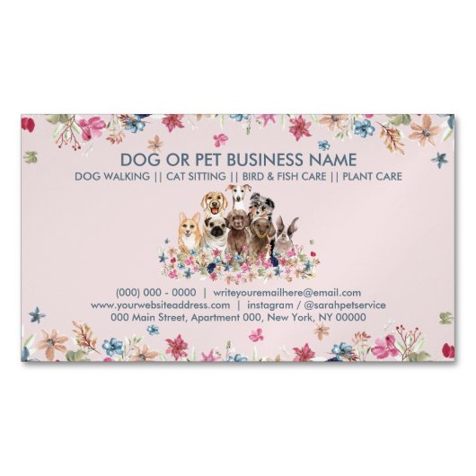Dog Walker Petsitter petshop boutique vet Magnetisch Visitekaartje (Voorkant)
