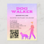 Dog Walker Pink Gold Glitter QR Code Pet Services Flyer (Voorkant)