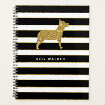 Dog Walker Planner Golden Stripes