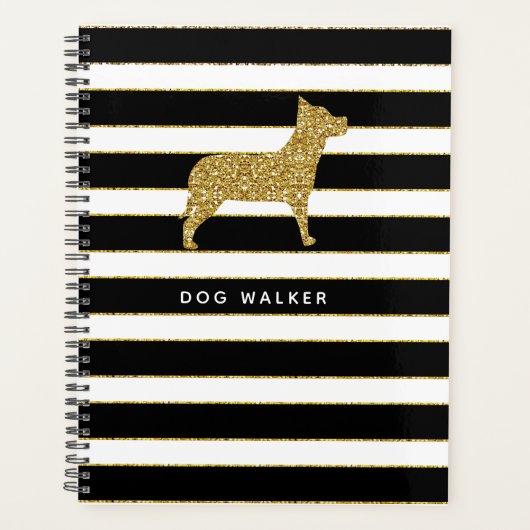 Dog Walker Planner Golden Stripes (Voorkant)