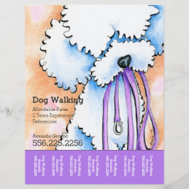 Dog Walker Poodle Paars Aangepast scheurblad Flyer