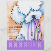 Dog Walker Poodle Paars Aangepast scheurblad Flyer (Voorkant)