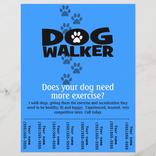 Dog Walker Promotionele sjabloon van het scheurbla Flyer (Voorkant)