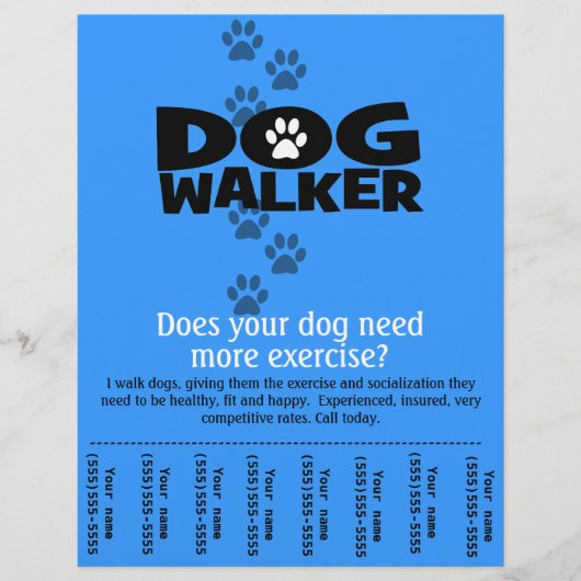 Dog Walker Promotionele sjabloon van het scheurbla Flyer (Voorkant)