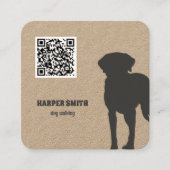 Dog Walker QR Code Vierkante Visitekaartje (Voorkant)