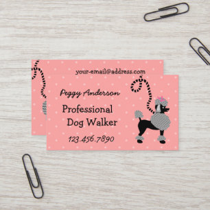 Dog Walker Retro Modern 50s Poodle Pet Walking Visitekaartje