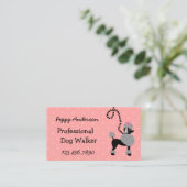 Dog Walker Retro Modern 50s Poodle Pet Walking Visitekaartje (Staand voorkant)