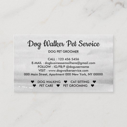 Dog Walker S Pet Sitting Service Visitekaartje (Achterkant)