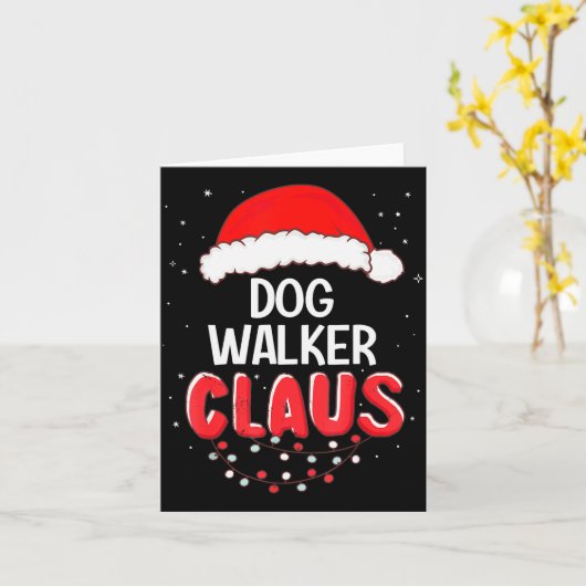 Dog Walker Santa Claus Christmas Matching Costume  Kaart (Gele Bloem)