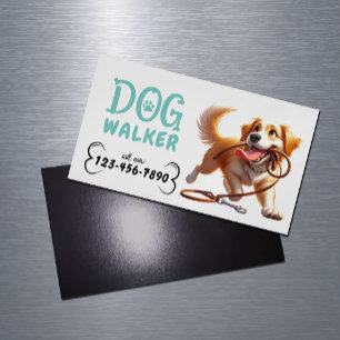 Dog Walker Schattige Happy Dog Pet Sitter Magnetisch Visitekaartje