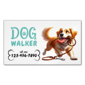 Dog Walker Schattige Happy Dog Pet Sitter Magnetisch Visitekaartje (Voorkant)