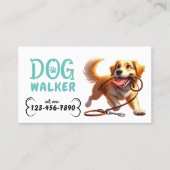 Dog Walker Schattige Happy Dog Pet Sitter Visitekaartje (Voorkant)