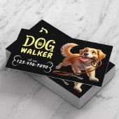Dog Walker Schattige Happy Dog Pet Sitter Zwart Visitekaartje