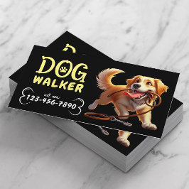 Dog Walker Schattige Happy Dog Pet Sitter Zwart Visitekaartje