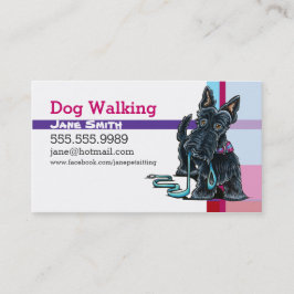 Dog Walker Scottie Pink Paars Pset Visitekaartje