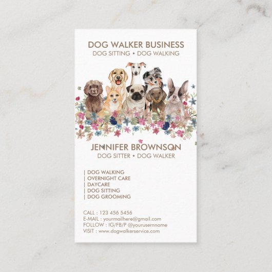 Dog Walker Service Free gift name Visitekaartje (Achterkant)