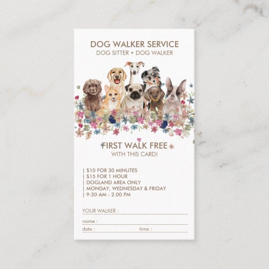 Dog Walker Service Free gift name Visitekaartje (Voorkant)