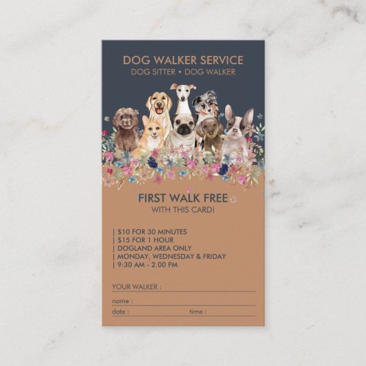 Dog Walker Service Free gift Visitekaartje (Voorkant)