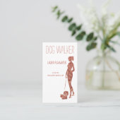Dog Walker Silhouette Roos Gold Faux Foil Pet Visitekaartje (Staand voorkant)
