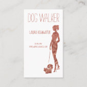 Dog Walker Silhouette Roos Gold Faux Foil Pet Visitekaartje (Voorkant)