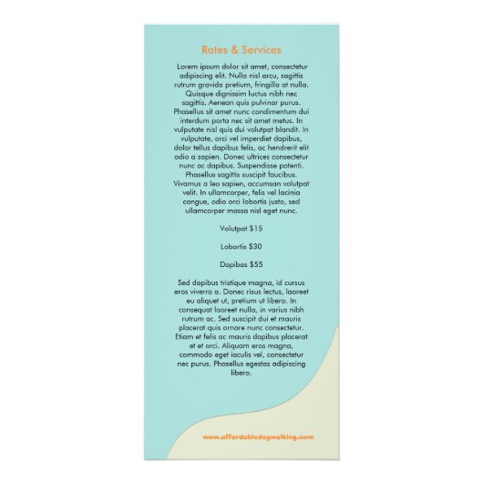 Dog Walker Sitter Business Rate Kaart (Achterkant)