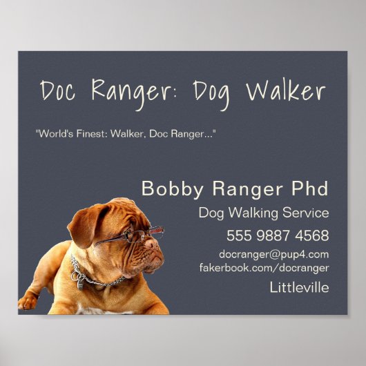 Dog Walker Trainer Foto Adverteren grote bedrijven Poster (Voorkant)