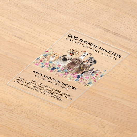 Dog Walker Transparant Acryl Uitnodigingen (Laagn)